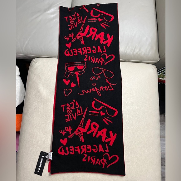 NWT - Karl Lagerfeld Paris Unisex Reversible Scarf - Picture 2 of 6